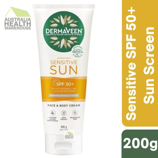 [Expiry: 11/2027] Dermaveen Sensitive Sun SPF 50+ Moisturising Sunscreen Face & Body 200g