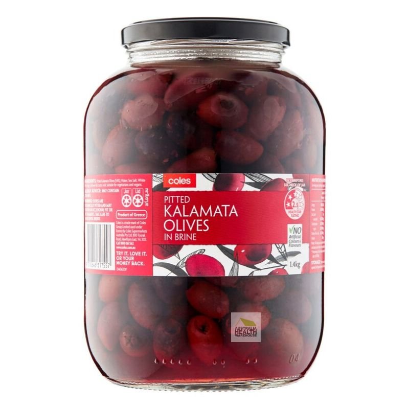 [Expiry: 06/03/2026] Coles Kalamata Olives Pitted 1.4kg