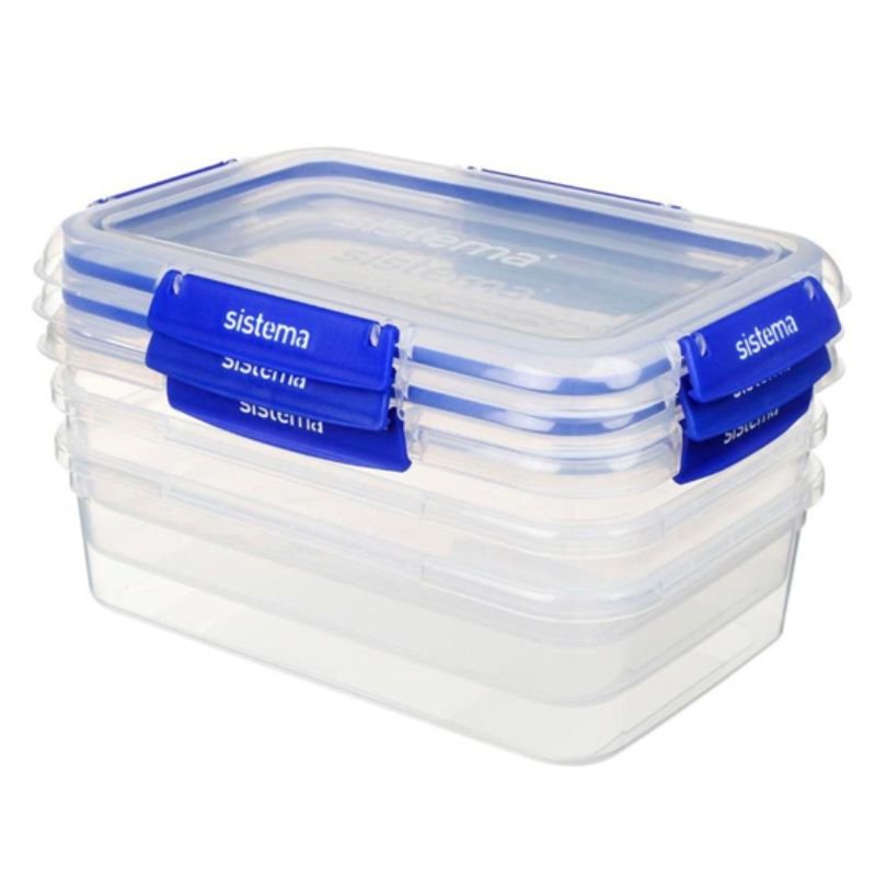 Sistema KLIP IT Plus Rectangle Food Storage Container 2.2 Litre x 3 Pack