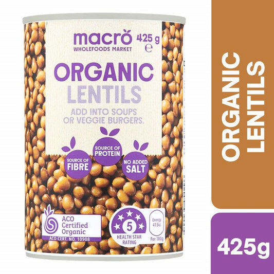 [Expiry: 07/2028] Woolworths Macro Organic Lentils 425g