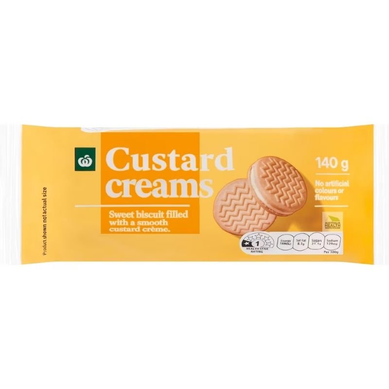 [CLEARANCE Expiry: 04/03/2026] Woolworths Custard Cream Biscuit 140g