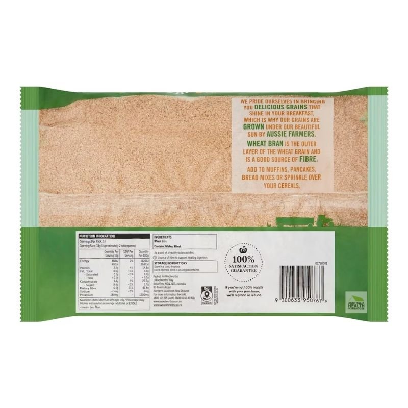 [CLEARANCE Expiry:21/07/2026] Woolworths Australian Wheat Bran 500g