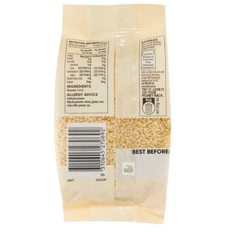 [CLEARANCE Expiry Date: 29/08/2026] Coles White Sesame Seeds 150g