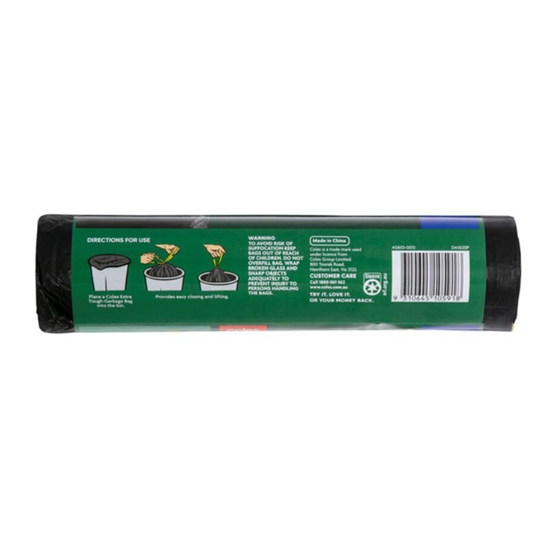 Coles Extra Tough Garbage Bags with Draw-Tape 20 Pack