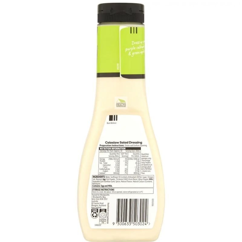 [CLEARANCE Expiry: 16/06/2026] Woolworths Coleslaw Dressing 290mL