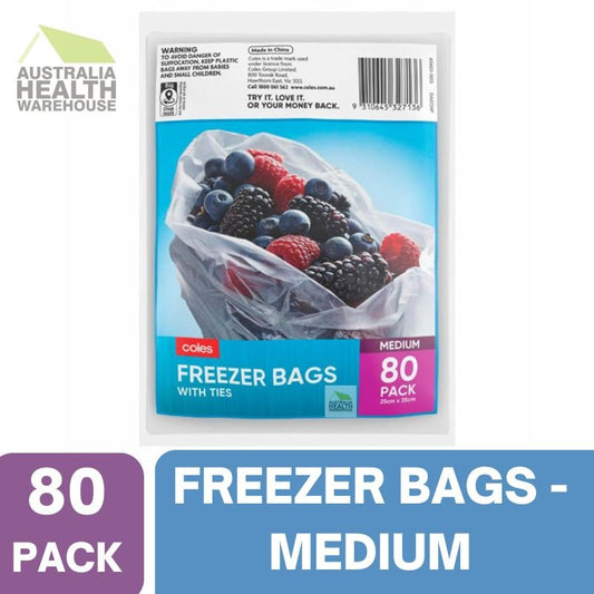 Coles Bags Freezer Medium 80 Pack