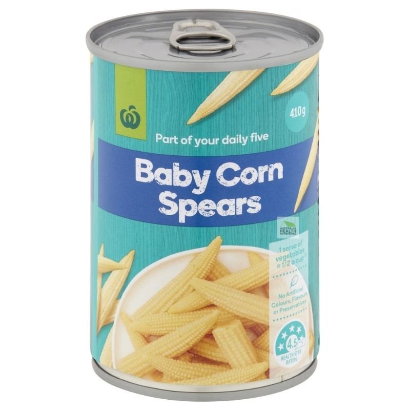 [Expiry: 30/04/2027] Woolworths Baby Corn Spears 410g|Oz Mart
