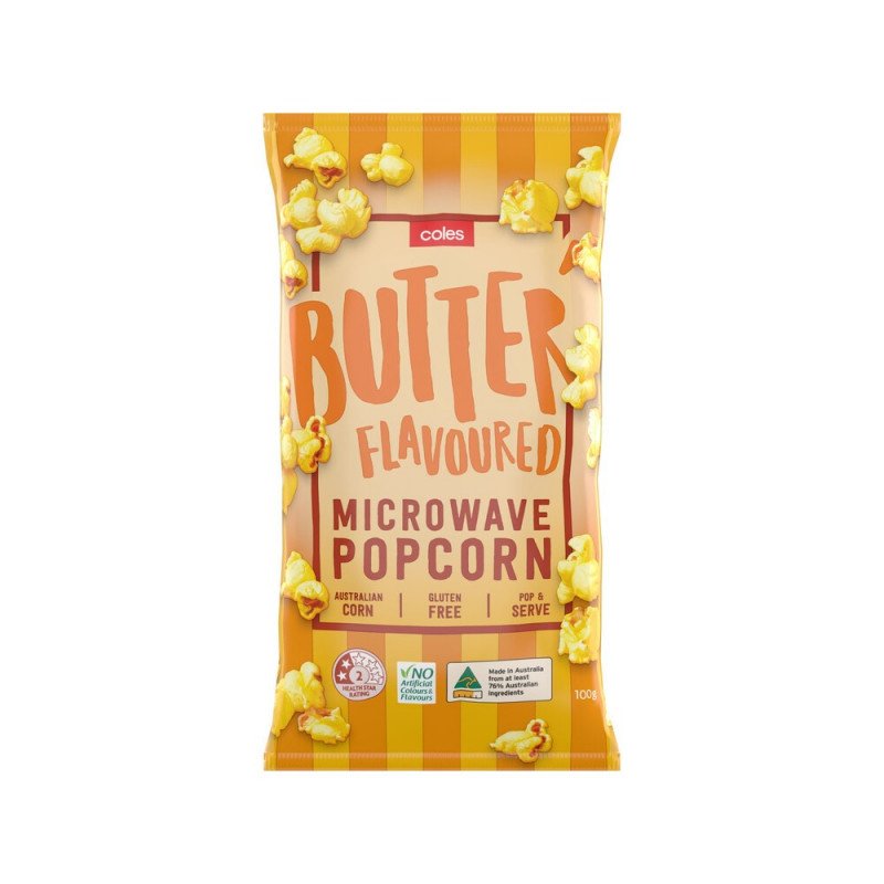 Coles Butter Flavoured Microwave Popcorn 100g