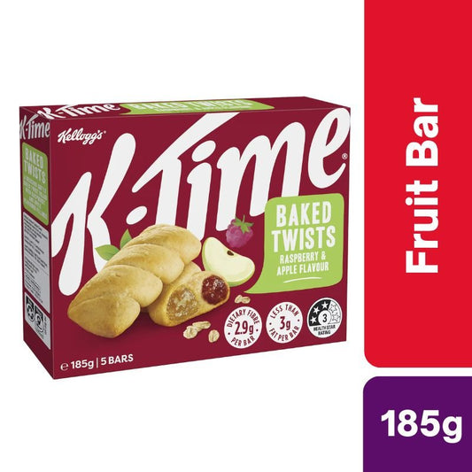 [Expiry Date: 03/10/2026] Kellogg's K Time Baked Twists Raspberry & Apple Flavour Snack Bars 5 Pack