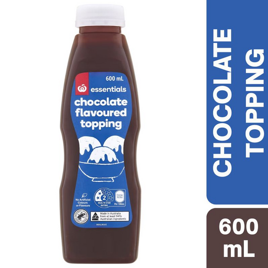 [Expiry Date: 30/10/2026] Woolworths Essentials Chocolate Flavoured Topping 600mL