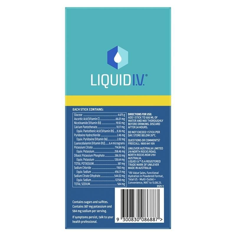 [Expiry: 08/2025] Liquid I.V. Hydration Multiplier 10 Powder Sticks - Lemon Lime Flavour
