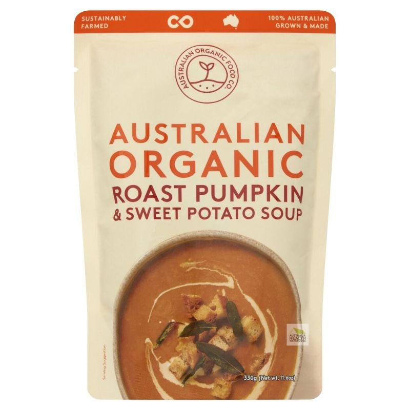 [Expiry: 02/2027] Australian Organic Roasted Pumpkin & Sweet Potato Soup Pouch 330g