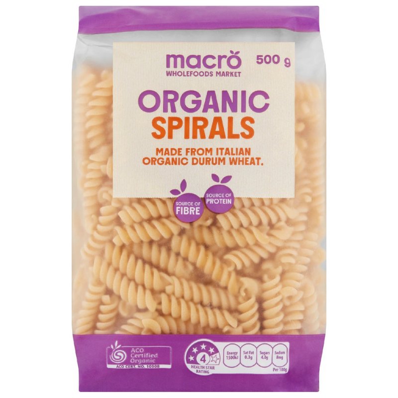 [Expiry Date: 29/05/2027] Woolworths Macro Organic Spirals 500g