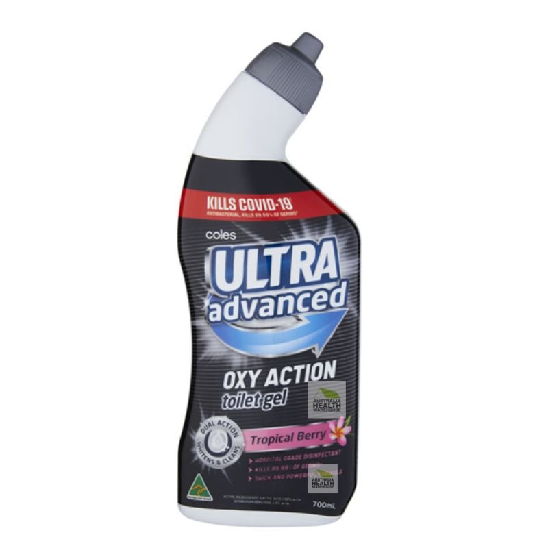 [CLEARANCE Expiry Date: 05/08/2026] Coles Ultra Advanced Oxi Action Toilet Gel Tropical Berry 700mL