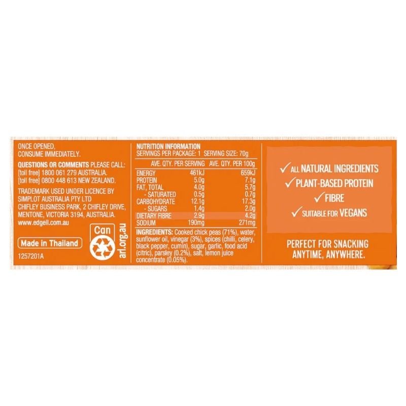 [Expiry Date: 30/06/2028]  Edgell Snack Time Chickpeas Salad Topper with Zesty Vinaigrette 70g