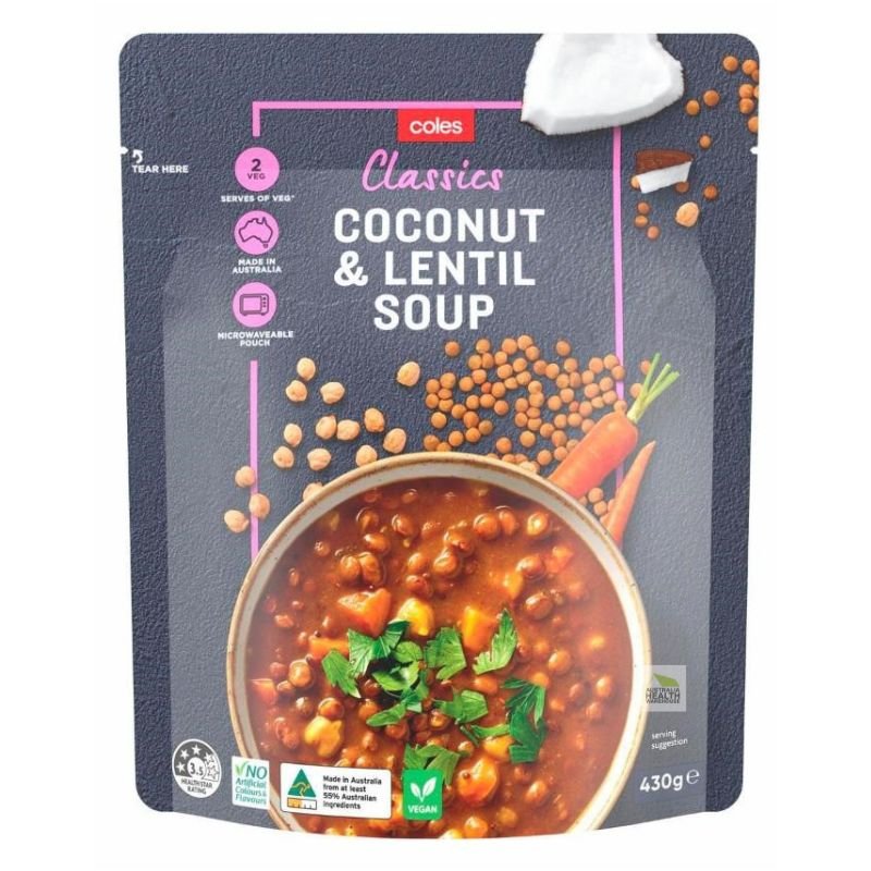 Coles Classics Coconut & Lentil Soup Pouch 430g