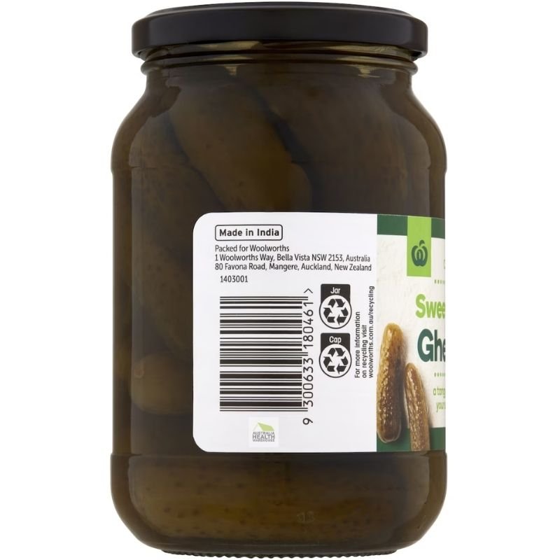 [Expiry: 21/09/2028] Woolworths Sweet Spiced Gherkins 500g