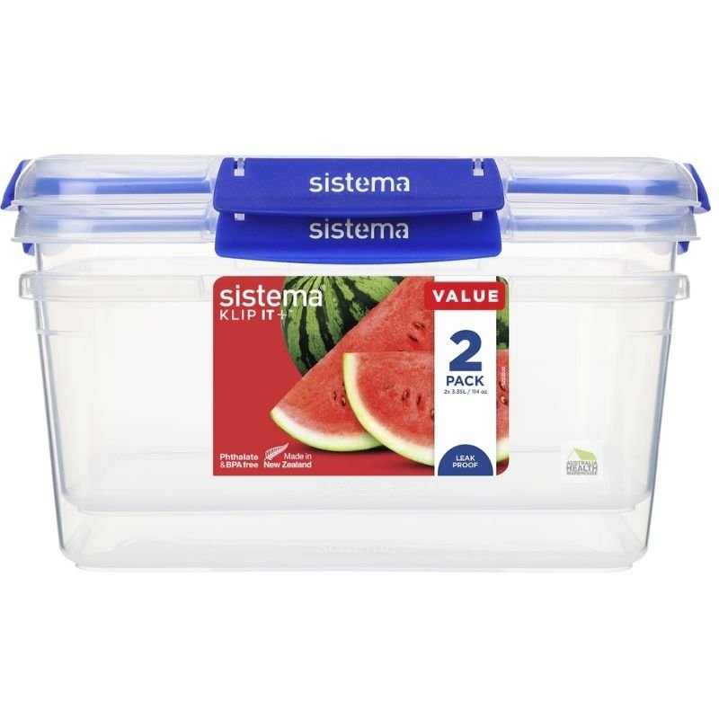Sistema KLIP IT Plus Rectangle Food Storage Container 3.35 Litre x 2 pack