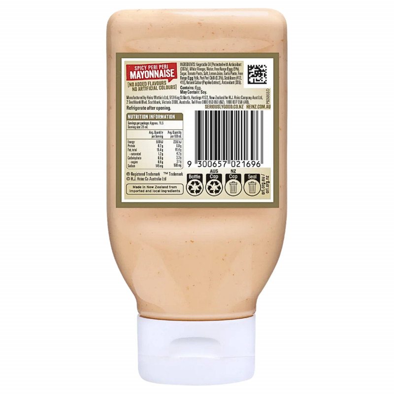 [CLEARANCE Expiry: 04/09/2026] Heinz Seriously Good Spicy Peri Peri Mayonnaise 295mL
