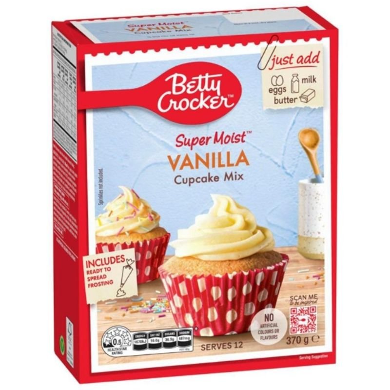 [Expiry Date: 19/06/2027] Betty Crocker Super Moist Vanilla Cupcake Mix 370g