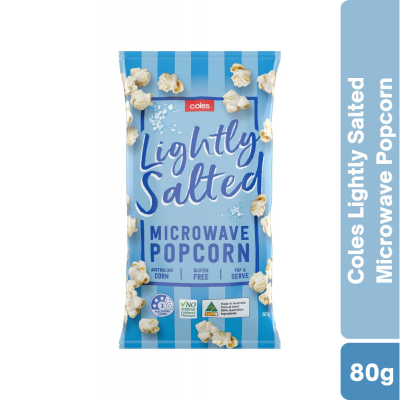 [CLEARANCE Expiry Date: 24/08/2026] Coles Lightly Salted Microwave Popcorn 80g