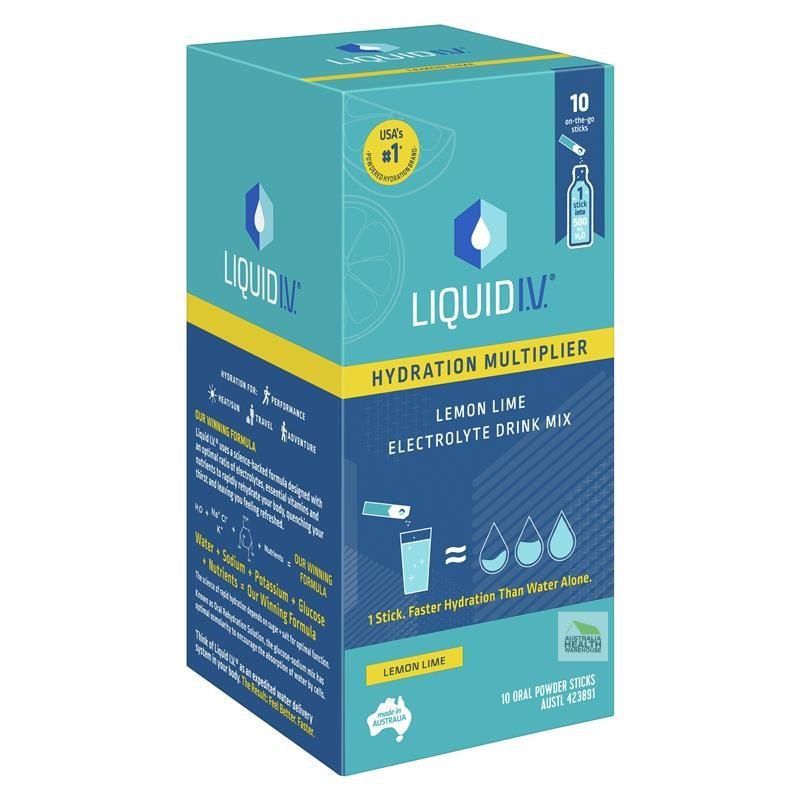[Expiry: 08/2025] Liquid I.V. Hydration Multiplier 10 Powder Sticks - Lemon Lime Flavour