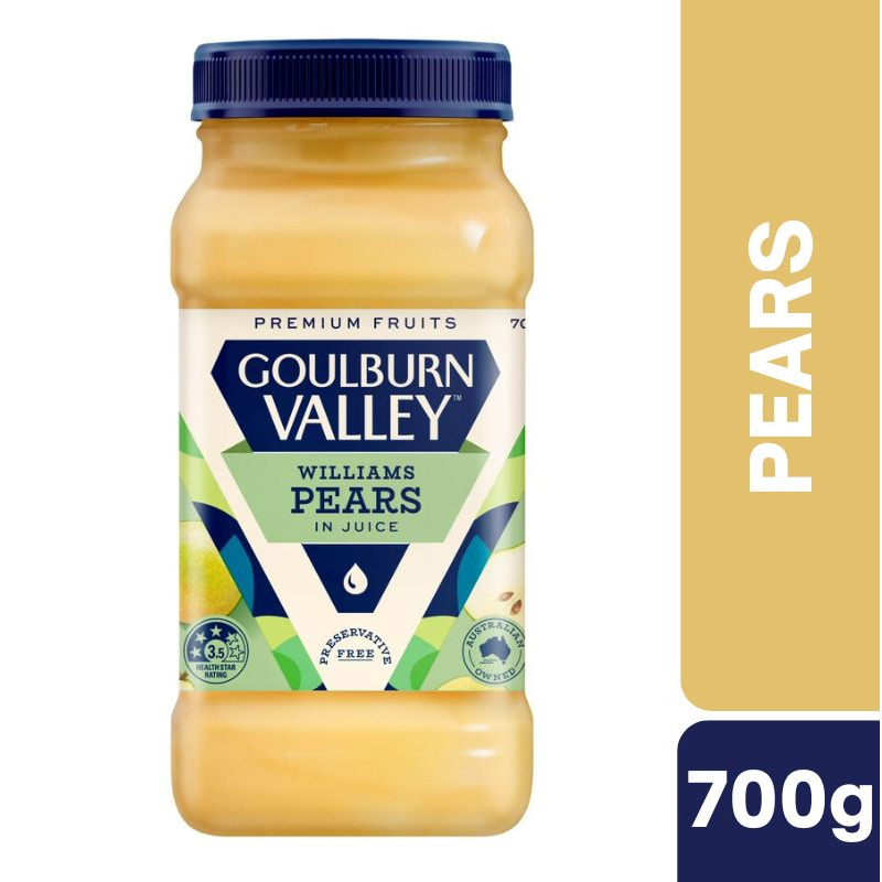 [CLEARANCE Expiry: 30/06/2026] Goulburn Valley Pears In Juice 700g