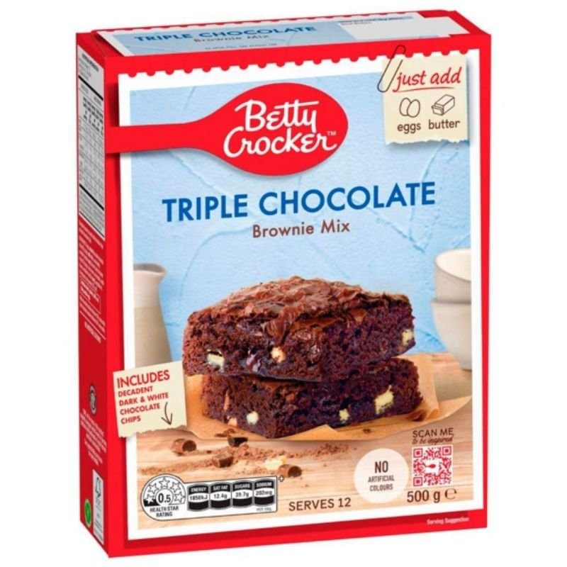 [Expiry Date: 11/06/2027] Betty Crocker Triple Chocolate Brownie Mix 500g