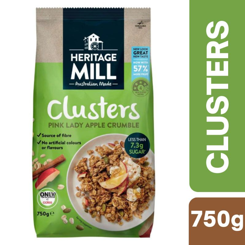 [Expiry Date: 15/05/2027] Heritage Mill Clusters Pink Lady Apple Crumble 750g