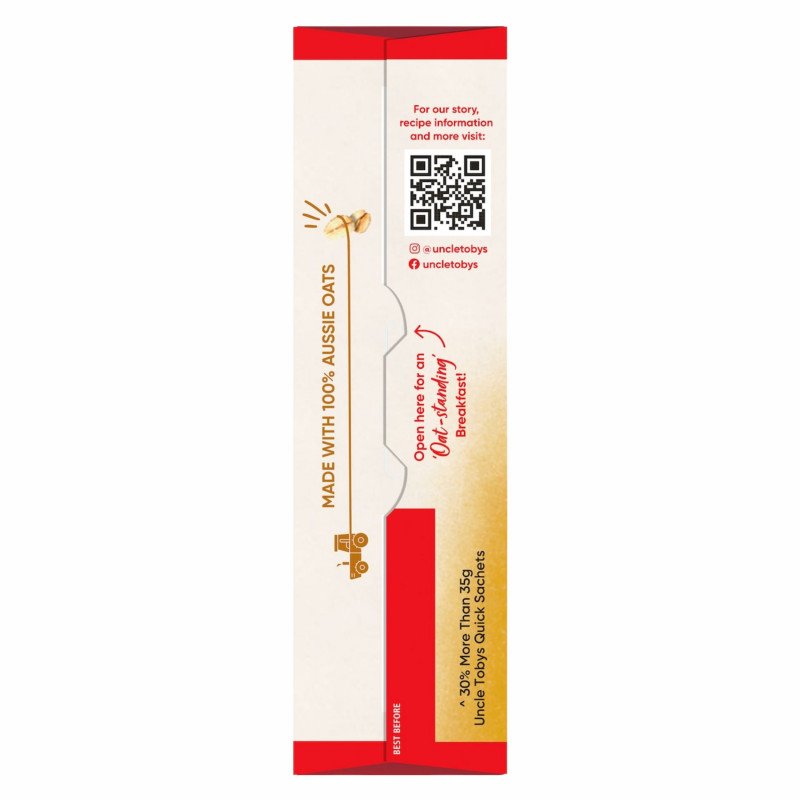 [Expiry Date: 18/03/2027] Uncle Tobys Oats Quick Sachets Creamy Honey Big Bowl Porridge 8 Pack 368g