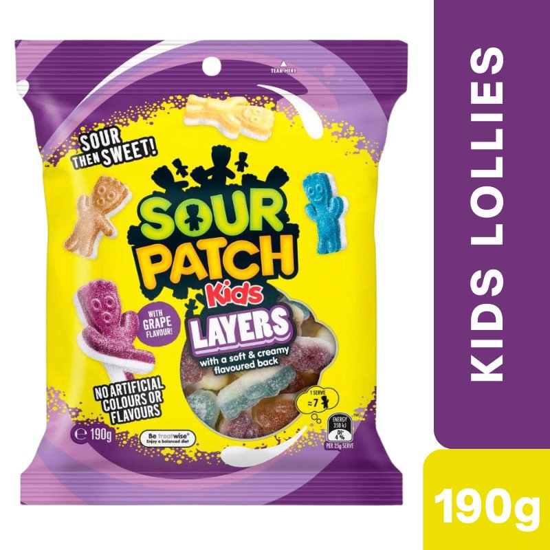 [Expiry Date: 19/11/2026] Sour Patch Kids Layered Lollies 190g