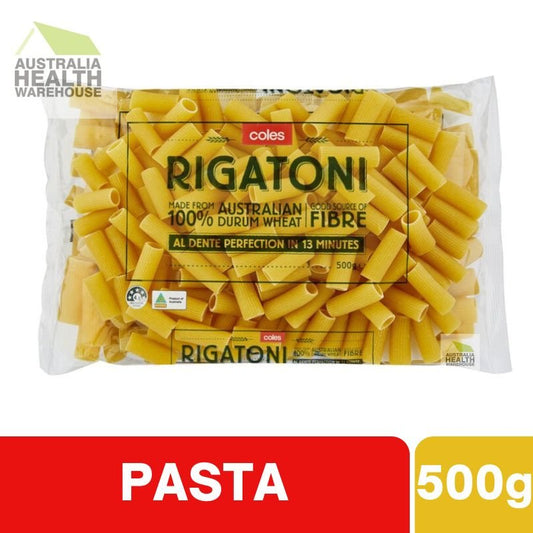 [Expiry:04/11/2027] Coles Durum Wheat Pasta Rigatoni 500g