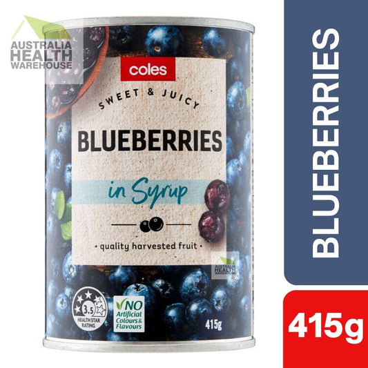 [CLEARANCE Expiry: 10/2025] Coles Blueberries in Syrup 415g
