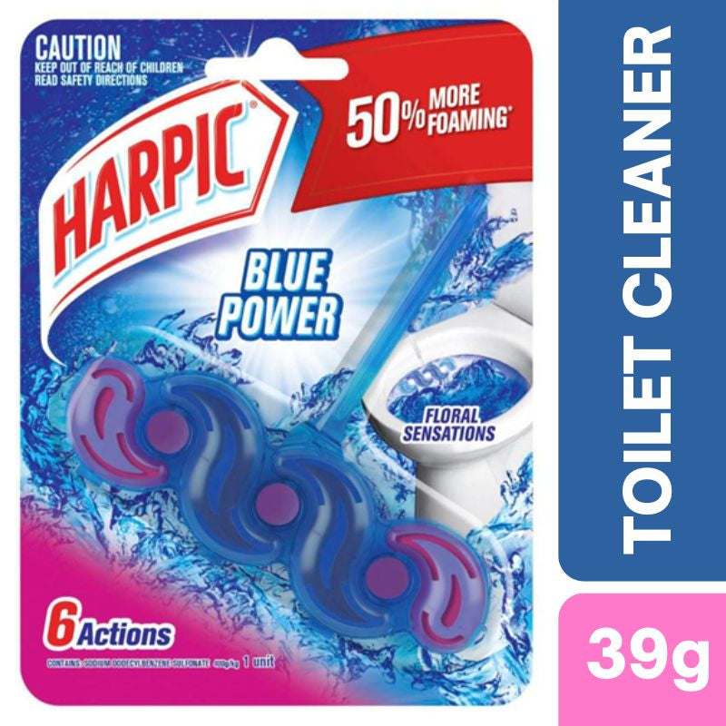 Harpic Blue Power Rim Block Floral Sensations Toilet Cleaner 39g