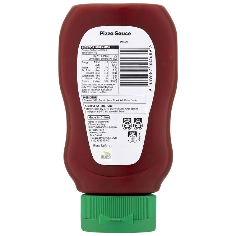Woolworths Pizza Sauce 415g