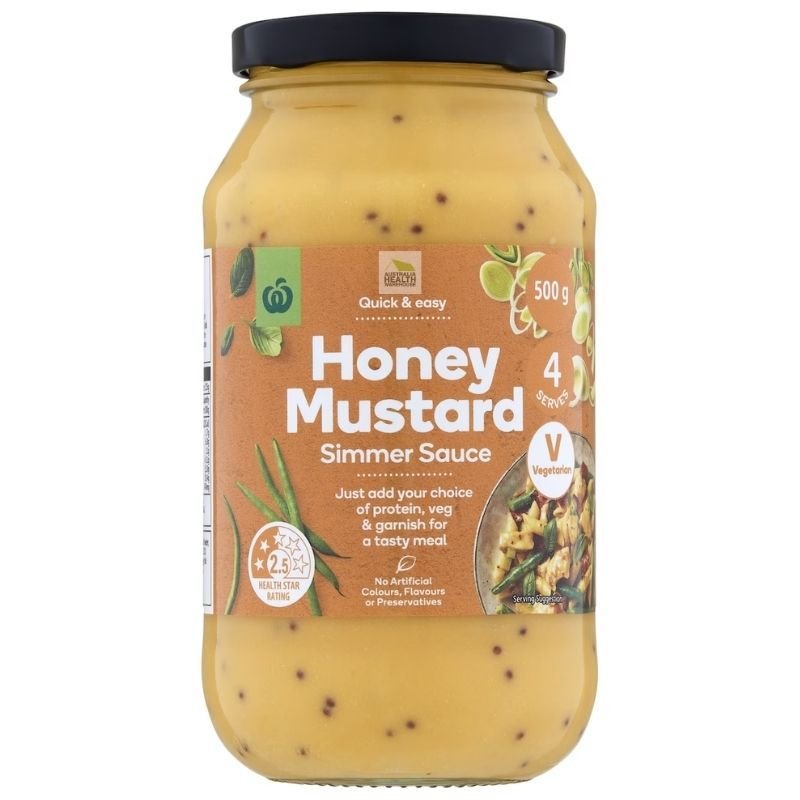 [Expiry Date: 09/02/2027] Woolworths Honey Mustard Simmer Sauce 500g