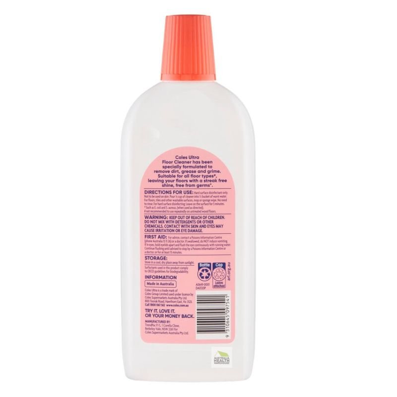 [Expiry Date: 03/07/2027] Coles Ultra Floor Cleaner Sweet Orchard 750mL
