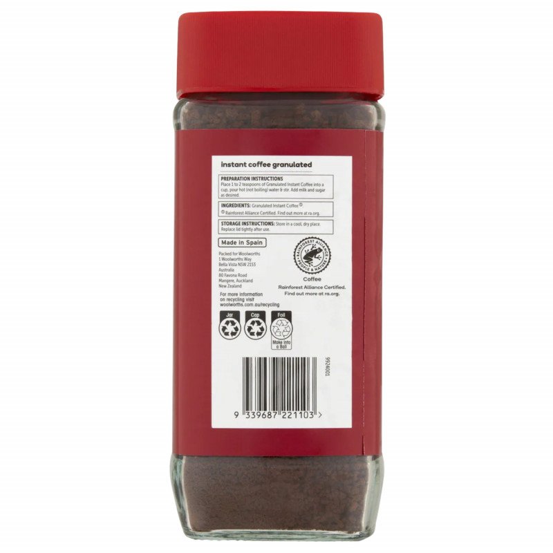 [Expiry Date: 06/06/2027] Woolworths Essentials Instant Coffee Granulated 200g