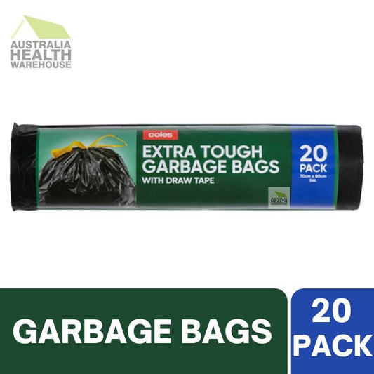 Coles Extra Tough Garbage Bags with Draw-Tape 20 Pack