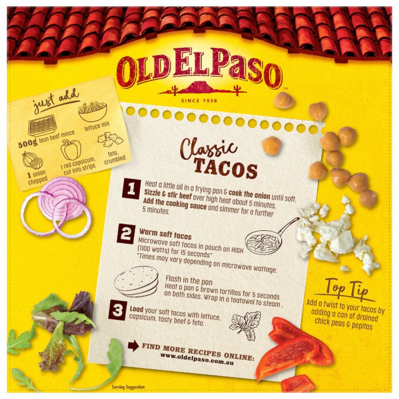[Expiry Date: 30/12/2026] Old El Paso Gluten Free Soft Taco Kit Mexican Style 418g