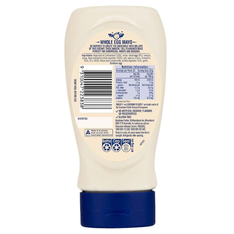 [Expiry Date: 12/02/2027] Praise Whole Egg Creamy Mayo 470g