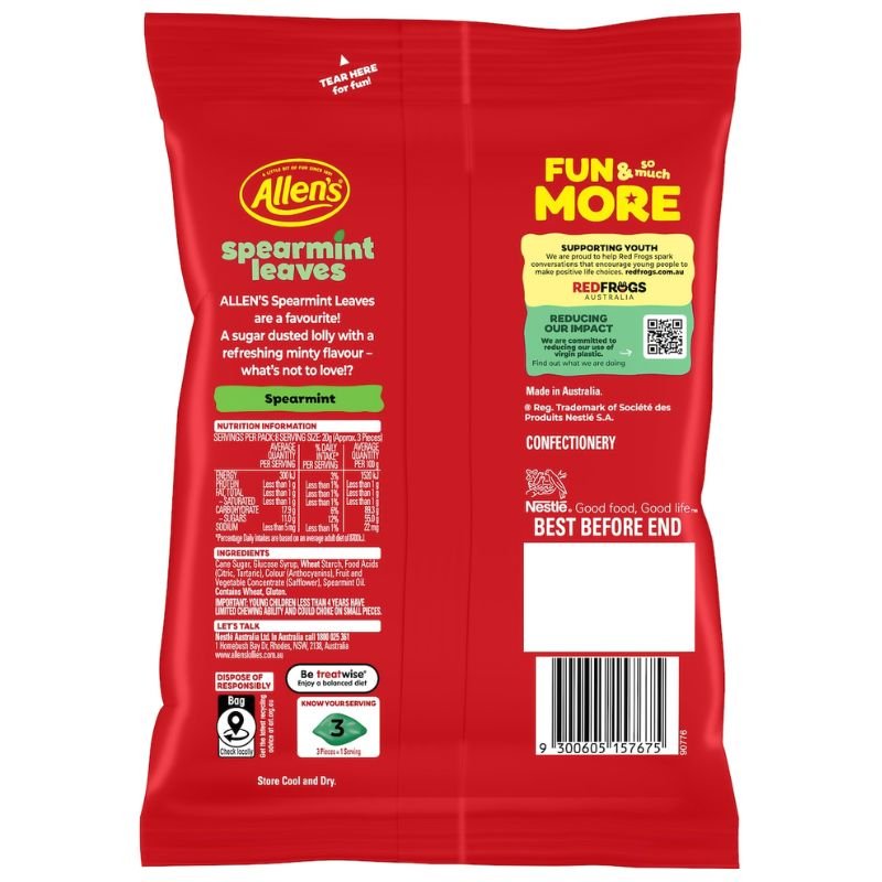 [Expiry: 06/2027] Allen's Spearmint Leaves Lollies 160g