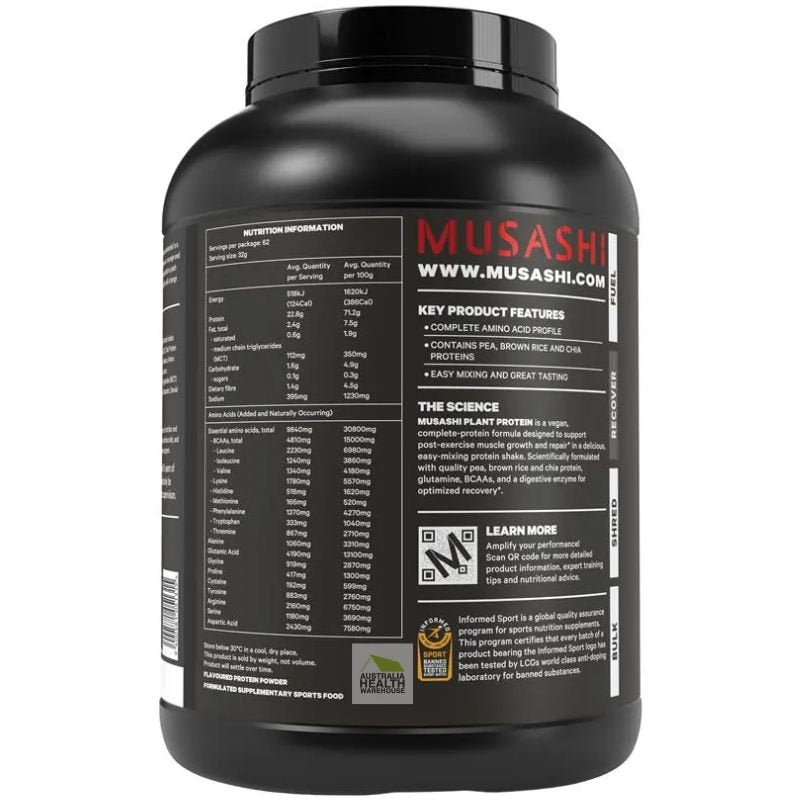 [Expiry: 05/2027] Musashi Plant Protein Vanilla 2kg