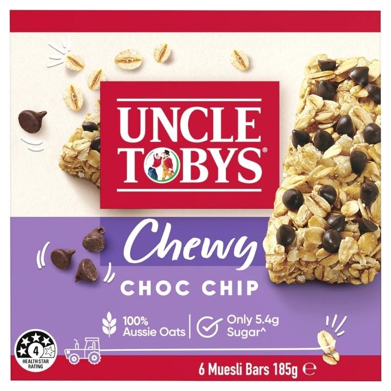 Uncle Tobys Muesli Bars Chewy Choc Chip 6 Pack 185g