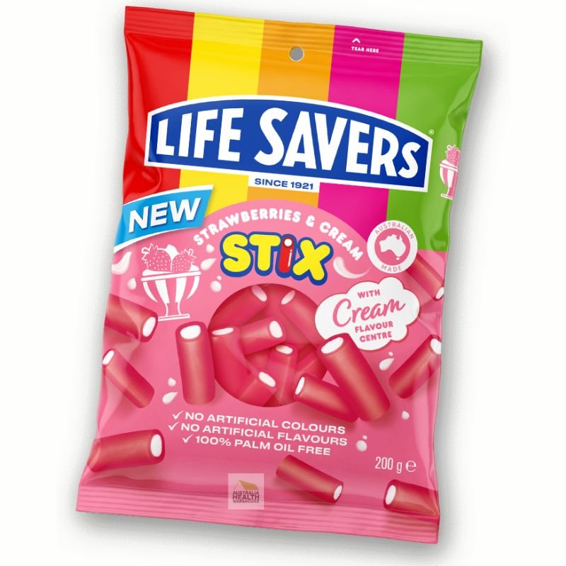 [Expiry: 23/02/2027] Lifesavers Strawberries & Cream Stix 200g