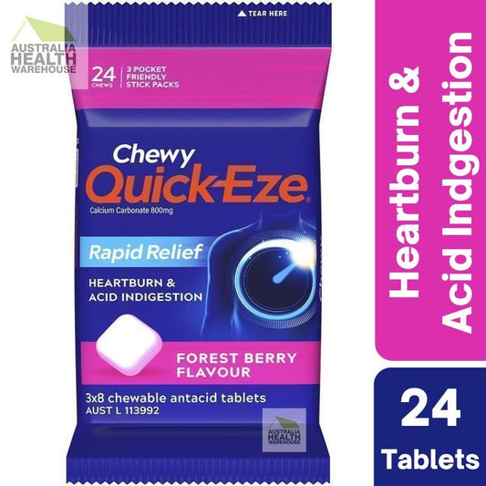 [Expiry: 06/2026] Quick-Eze Chewy Forest Berry 3x8 Chewable Tablets Multipack