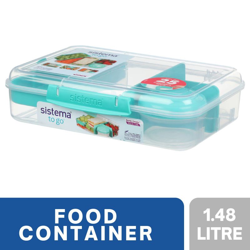 Sistema To Go Bento Create Lunch Box Container 1.48L (Blue)