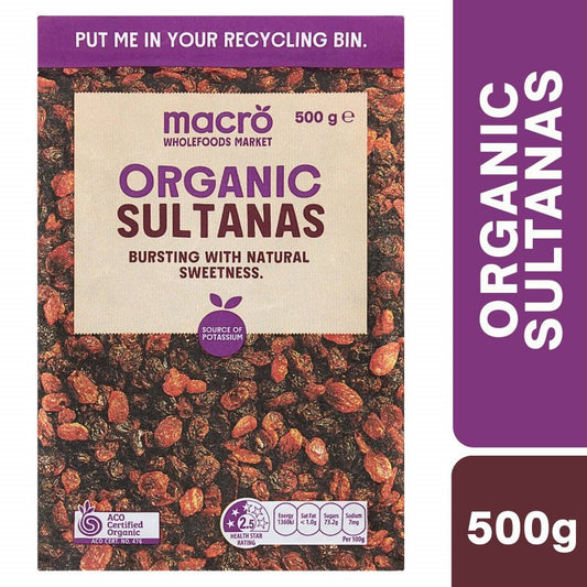 [Expiry Date: 01/10/2026] Woolworths Macro Organic Sultanas 500g