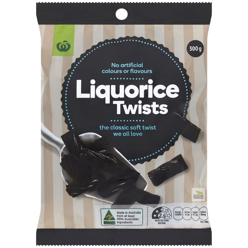 [Expiry Date: 26/01/2027]  Woolworths Liquorice Twists Black 300g