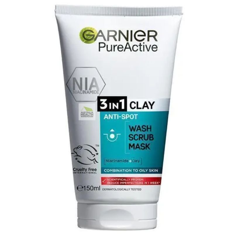 Garnier Pure Active 3 in 1 Wash, Scrub & Mask 150mL